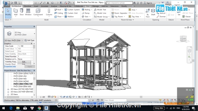 Biệt thự,mẫu biệt thự bằng revit,kết cấu kiến trúc,revit structure,kết cấu Biệt thự,file revit